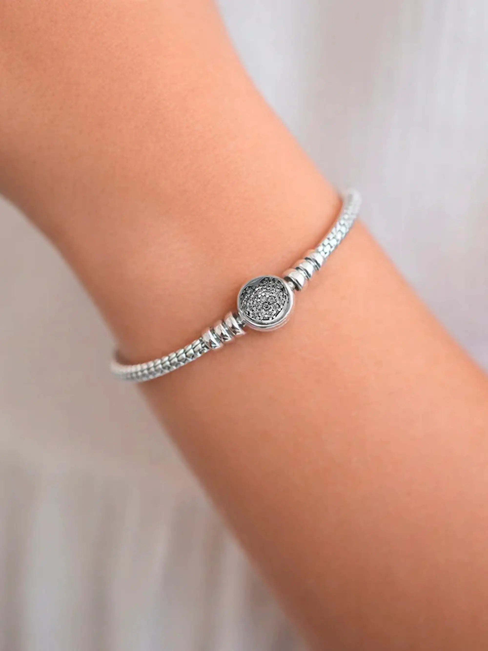  Pulsera para Charm Esfera Corazón con Circones 20 cm