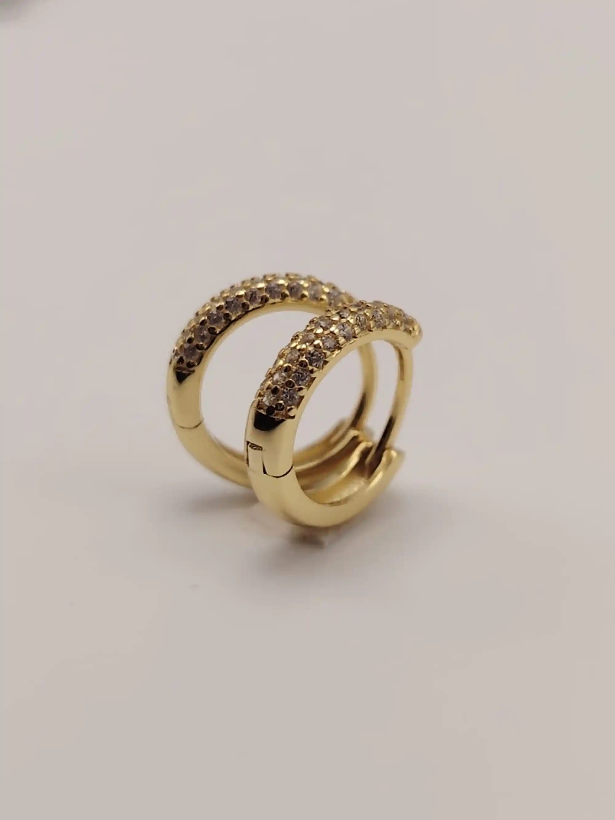  Aros chapados en oro con circonitas 10 mm