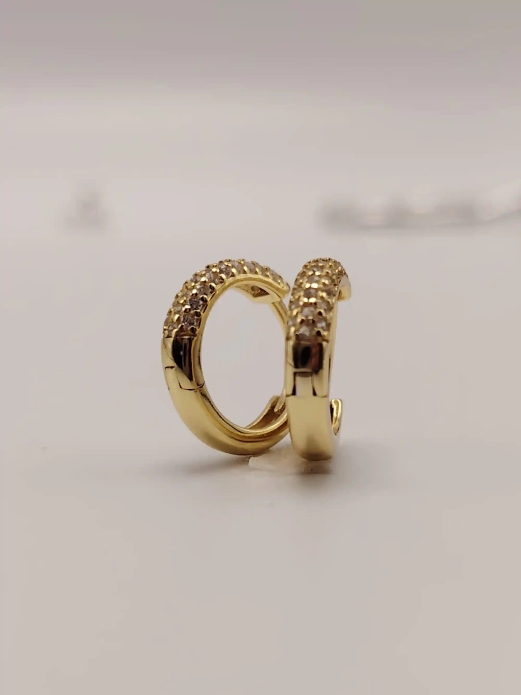 Aros chapados en oro con circonitas 10 mm