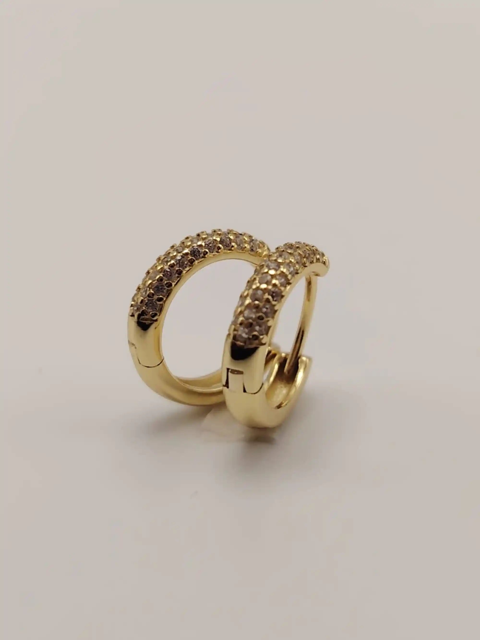  Aros chapados en oro con circonitas 10 mm