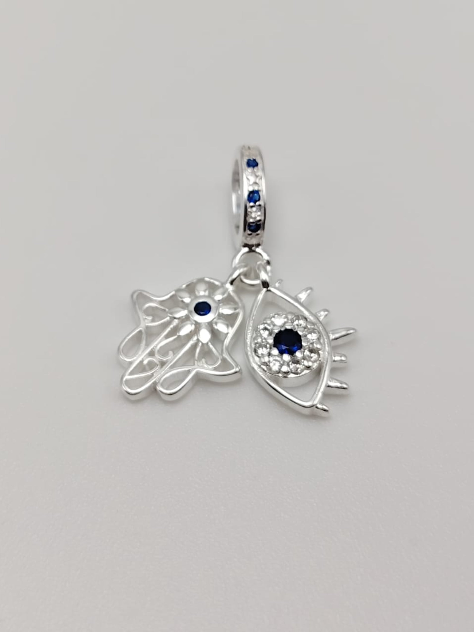 Charm Mano de Fátima Ojo Turco Circones Zafiro