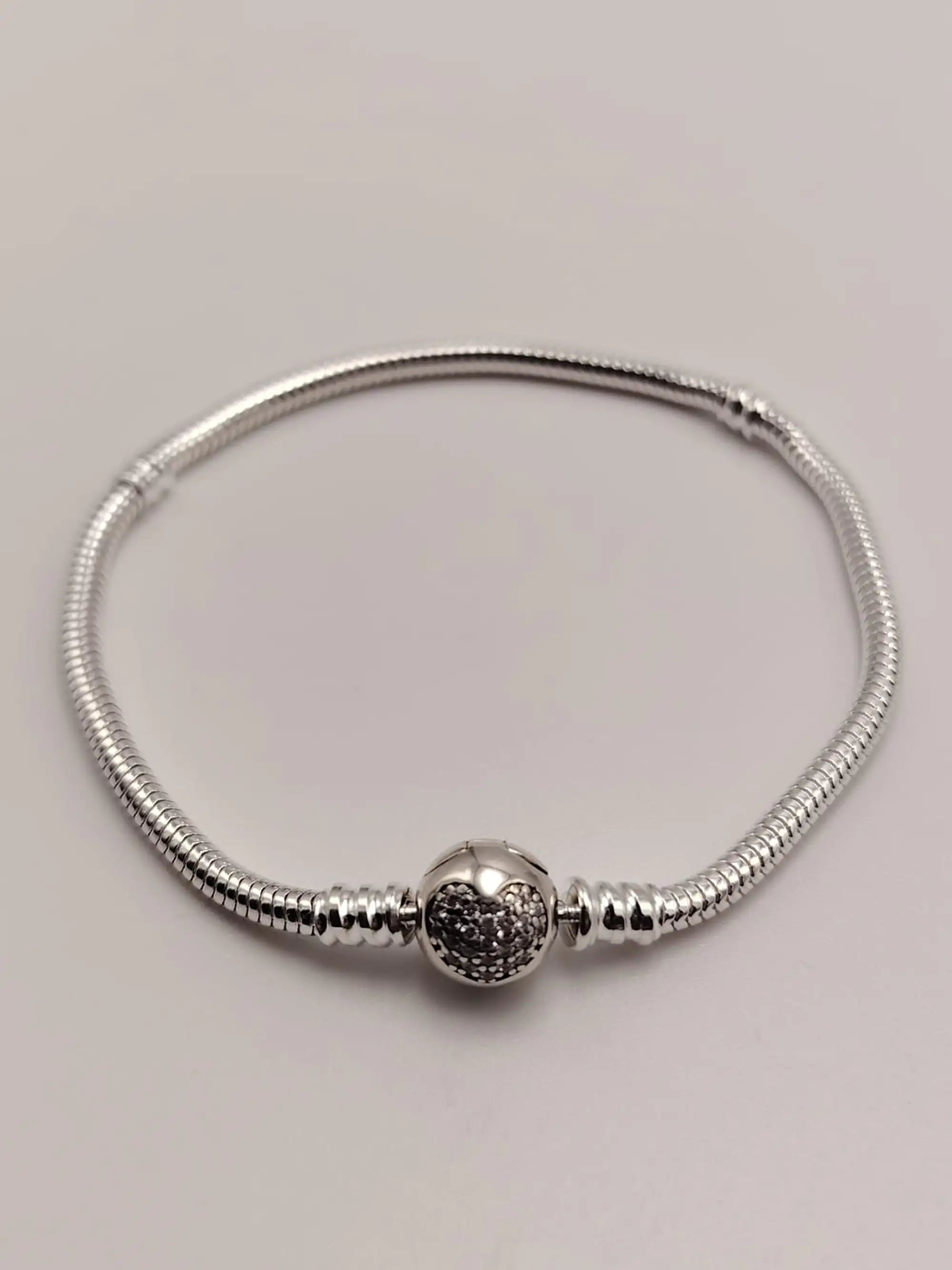  Pulsera para Charm Esfera Corazón con Circones 20 cm