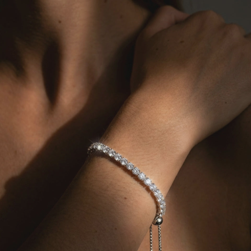 Pulsera de plata con moissanita chapado en oro rosa