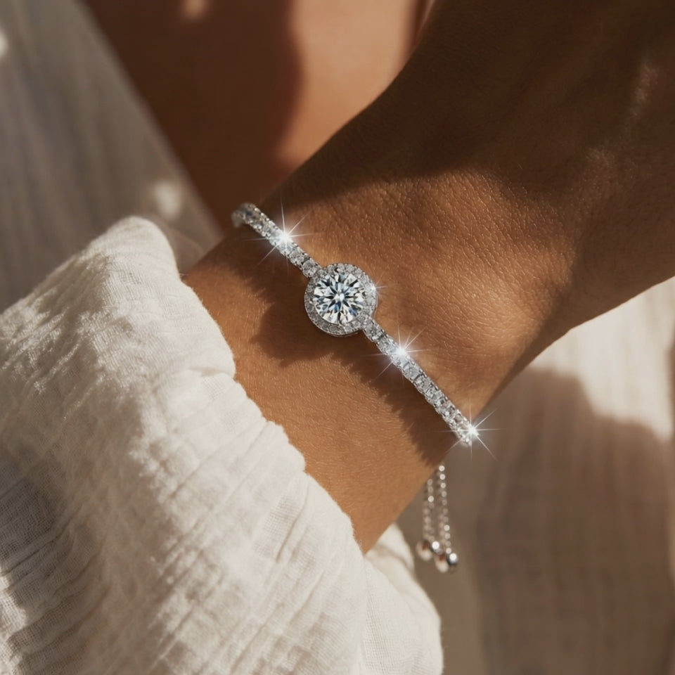 Pulsera de plata con Moissanita de 1 Quilate Brillante