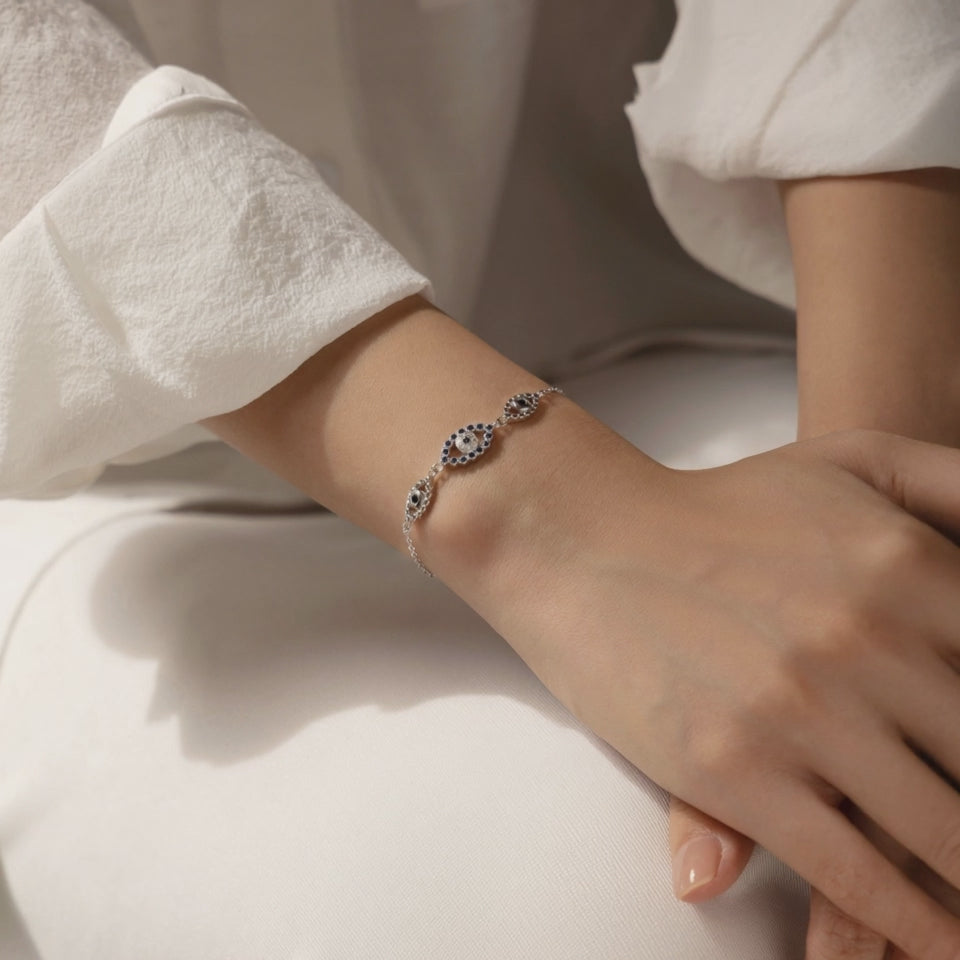 Pulsera de cadena ojo turco azul