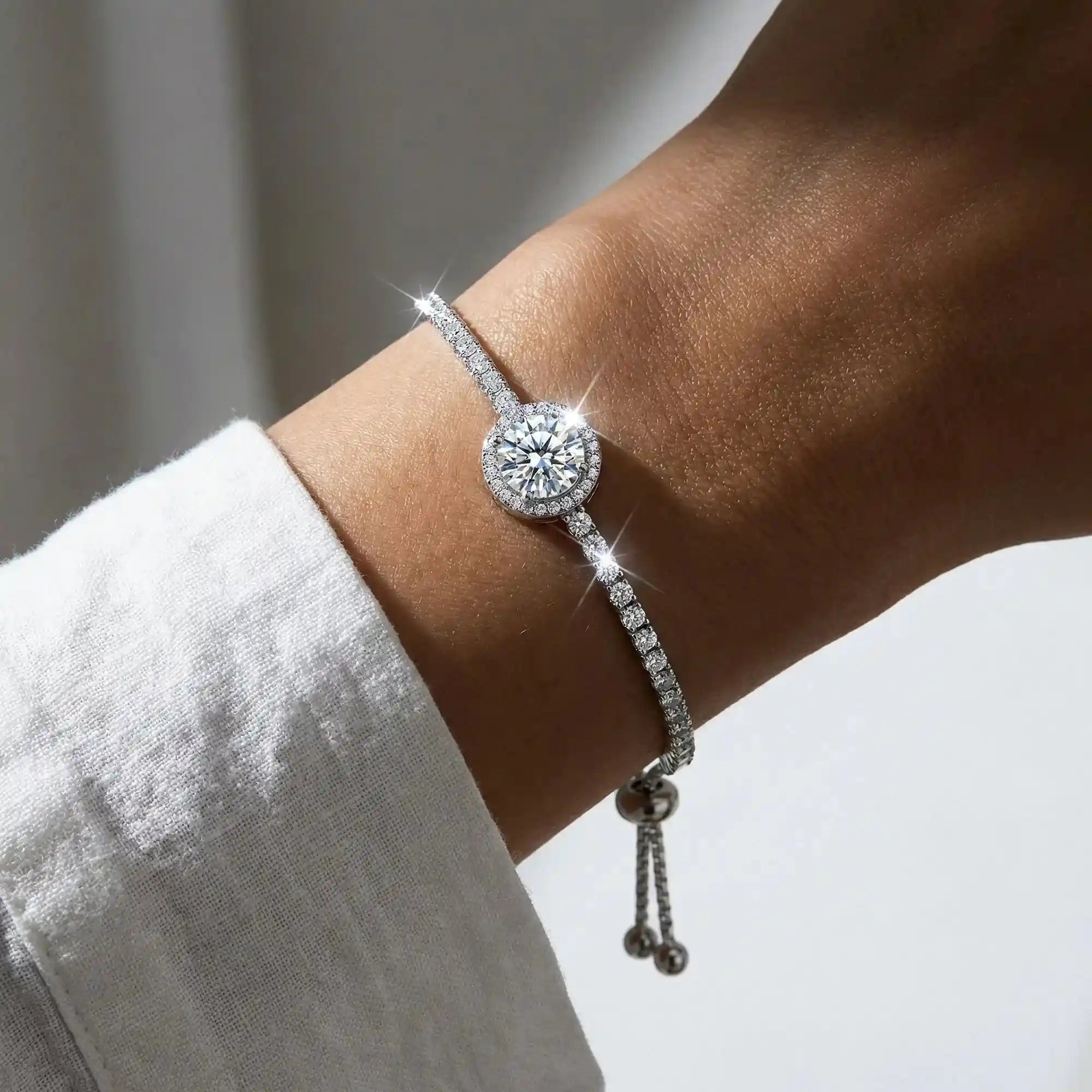 Pulsera de tenis con moissanita en forma redonda JOIES